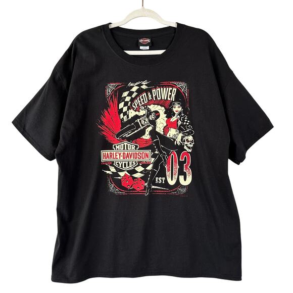 Harley Davidson Las Vegas Graphic T Shirt Speed and Power Back Hit Black Size XL - Picture 1 of 9
